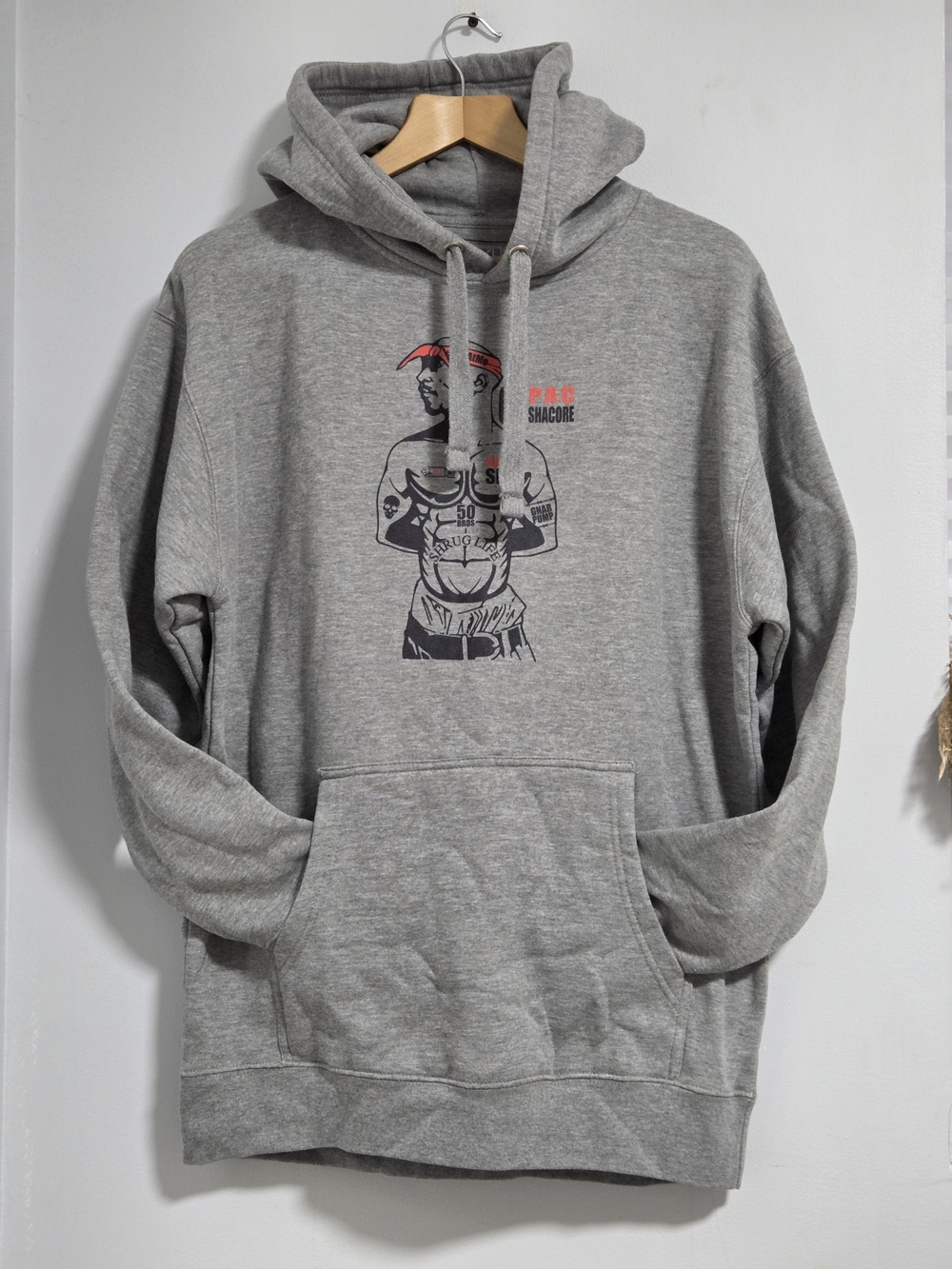BSL Tupac Shakur Men's Gray Graphic Hoodie Sweatshirt